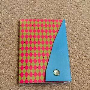 Pink and Lime Argyle Self Stick Removable Note Folio with magnetic closure